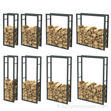 Support de rangement intérieur amovible pour bois de chauffage en métal